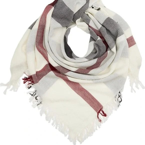 Burberry Large Ivory Check Fine Merino Wool Scarf Wrap - Scotland - Picture 2 of 9